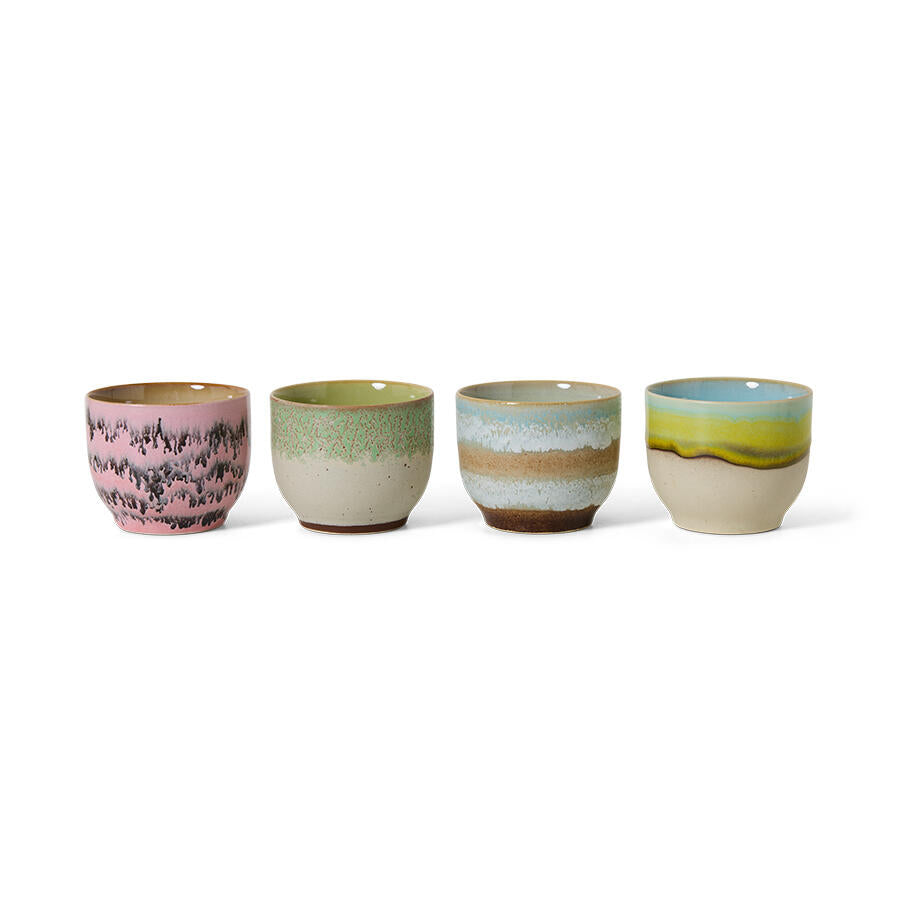 70s Ceramics cafékopper, Deco - 4 stk